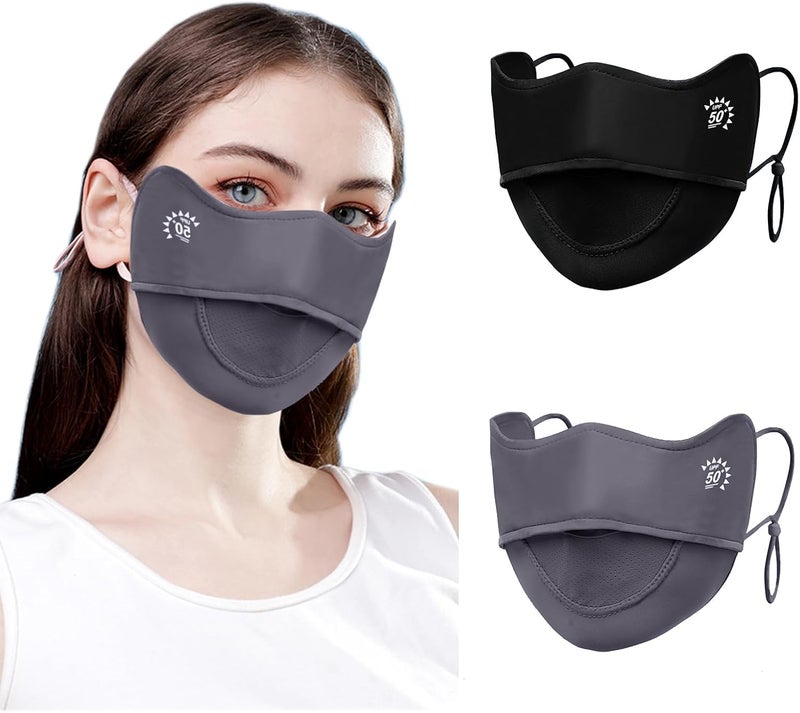 YUANST 2Pcs UV Face Mask, Sun Masks for Women, Cooling Breathable Face Cover for Outdoors, Washable Reusable - Image 1